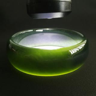 菩本 新疆和田玉青玉中款手镯墨绿玉石玉器描金鎏金玉镯子 和田墨绿镯